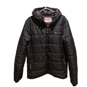 Outbound Men’s Lewis Lightweight Hooded Puffer Jacket Water Resistant Bl…